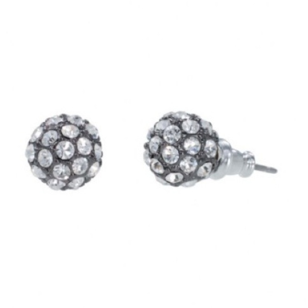 Stella & Dot | Glimmering Rhinestone Soirée Silver Pave+Hematite Studs - Picture 3 of 9